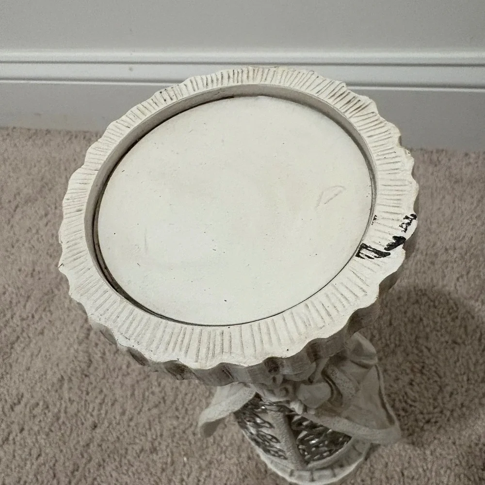 Vintage Style Santa‎ Claus Pedestal Pillar Candle Holder Festive Holiday 13